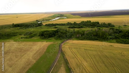 Flying in the countryside in summer