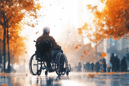 Elderly Person in Wheelchair Enjoying Nature Outdoors