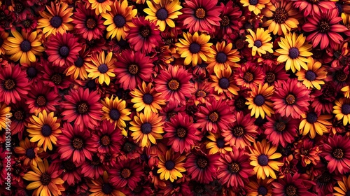 Cluster of Red and Yellow Gaillardia Flowers