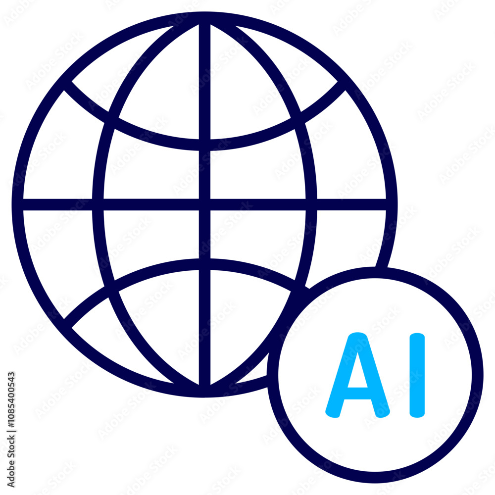 Global Ai Outline Color icon Global Ai Outline Color icon