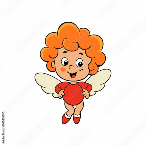 Cute Cupid Character for Valentine's Day, Cute and Playful Cartoon Cupid, Adorable Cupid Vector