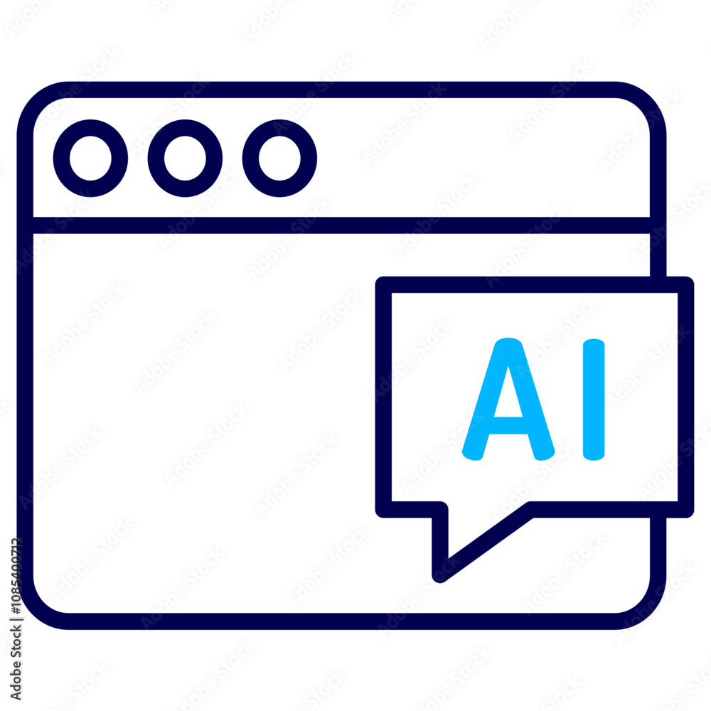 Web Ai chat Outline Color icon Web Ai chat Outline Color icon