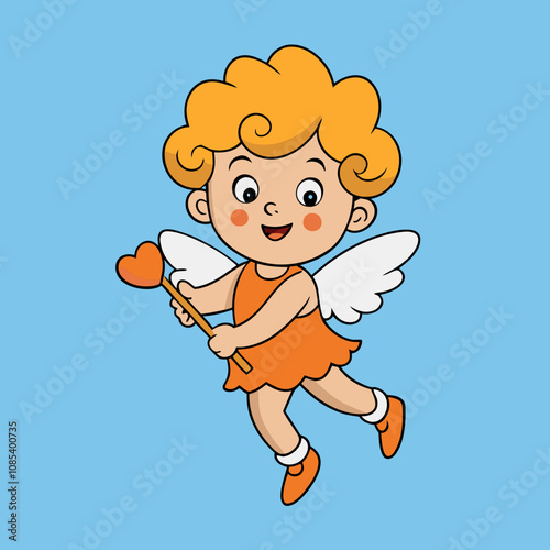 Cute Cupid Character for Valentine's Day, Cute and Playful Cartoon Cupid, Adorable Cupid Vector
