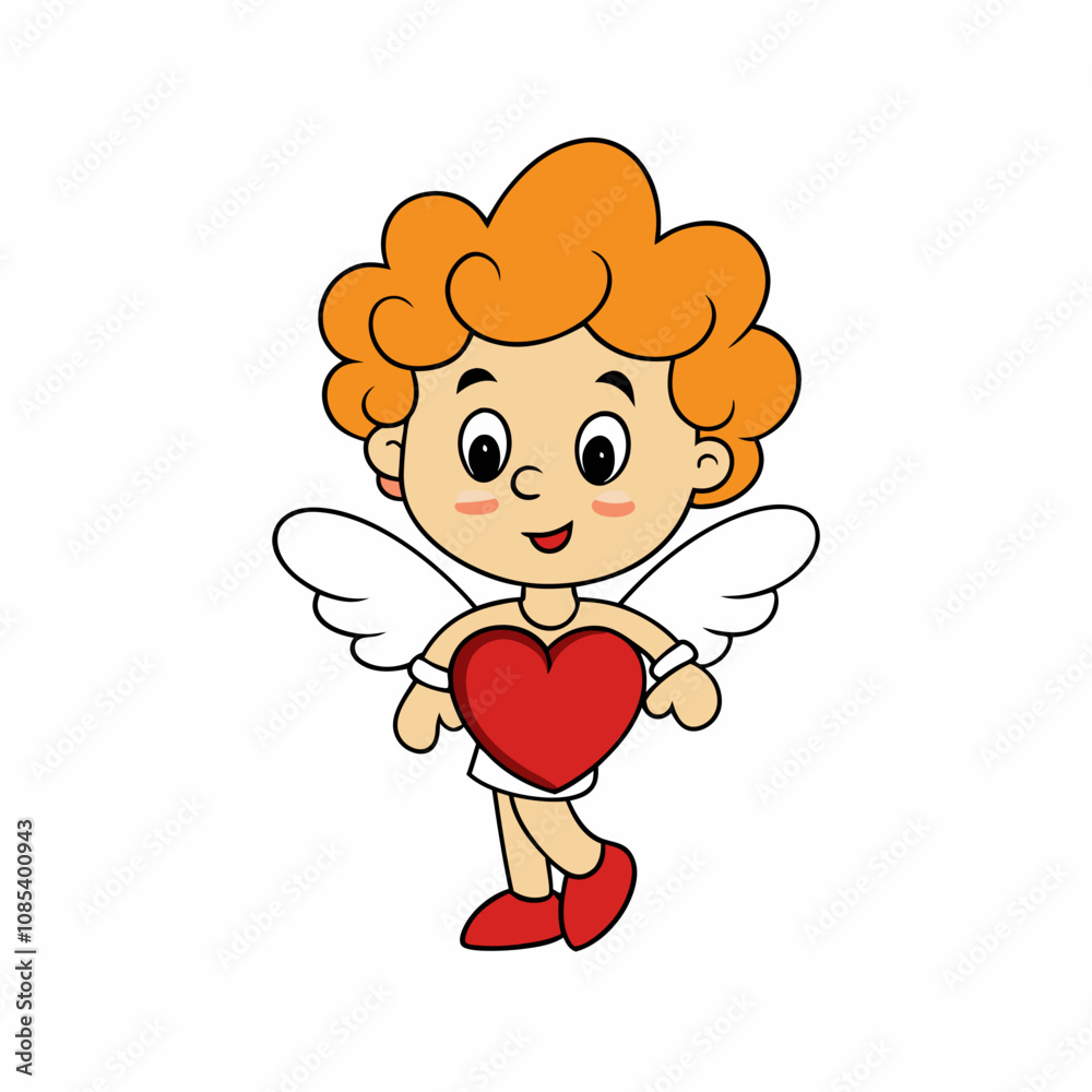 Cute Cupid Character for Valentine's Day, Cute and Playful Cartoon Cupid, Adorable Cupid Vector Cute Cupid Character for Valentine's Day, Cute and Playful Cartoon Cupid, Adorable Cupid Vector