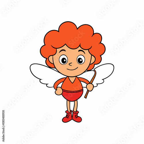 Cute Cupid Character for Valentine's Day, Cute and Playful Cartoon Cupid, Adorable Cupid Vector