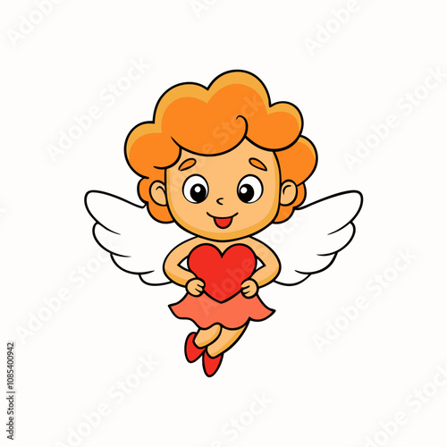 Cute Cupid Character for Valentine's Day, Cute and Playful Cartoon Cupid, Adorable Cupid Vector