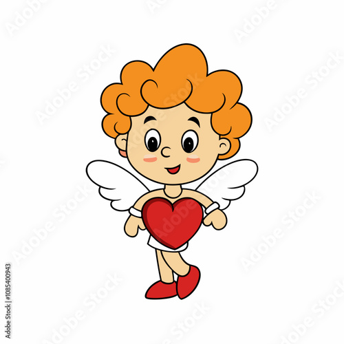 Cute Cupid Character for Valentine's Day, Cute and Playful Cartoon Cupid, Adorable Cupid Vector