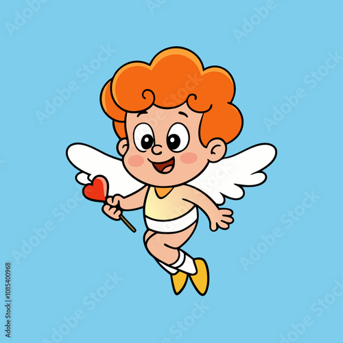 Cute Cupid Character for Valentine's Day, Cute and Playful Cartoon Cupid, Adorable Cupid Vector