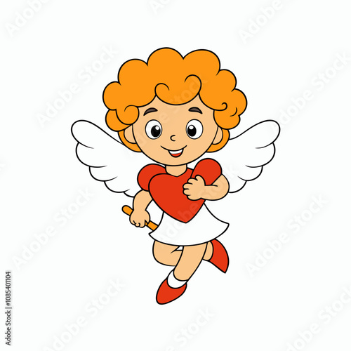 Cute Cupid Character for Valentine's Day, Cute and Playful Cartoon Cupid, Adorable Cupid Vector