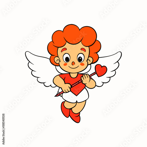 Cute Cupid Character for Valentine's Day, Cute and Playful Cartoon Cupid, Adorable Cupid Vector