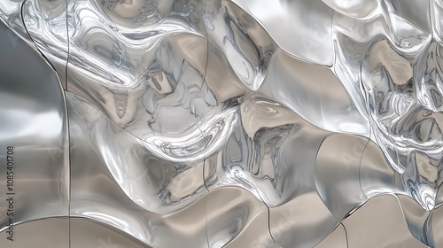 Fluid Metal Wall Sculpture: A Modern Architectural Detail AI Generated