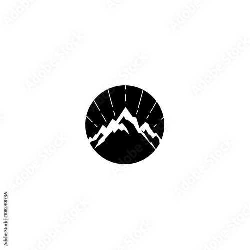 mountain logo black retro vintage vector icon illustration