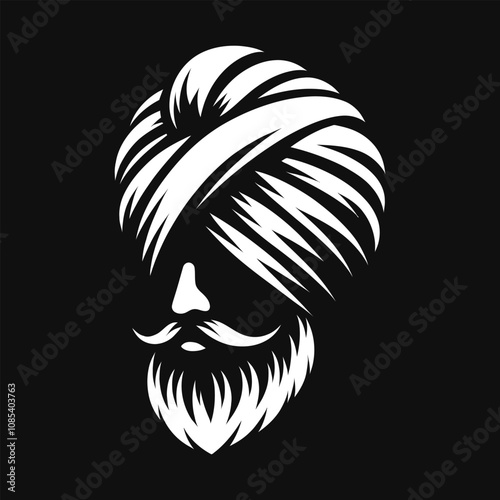 Stylized silhouette of a man with a turban and beard representing cultural heritage in a minimalist