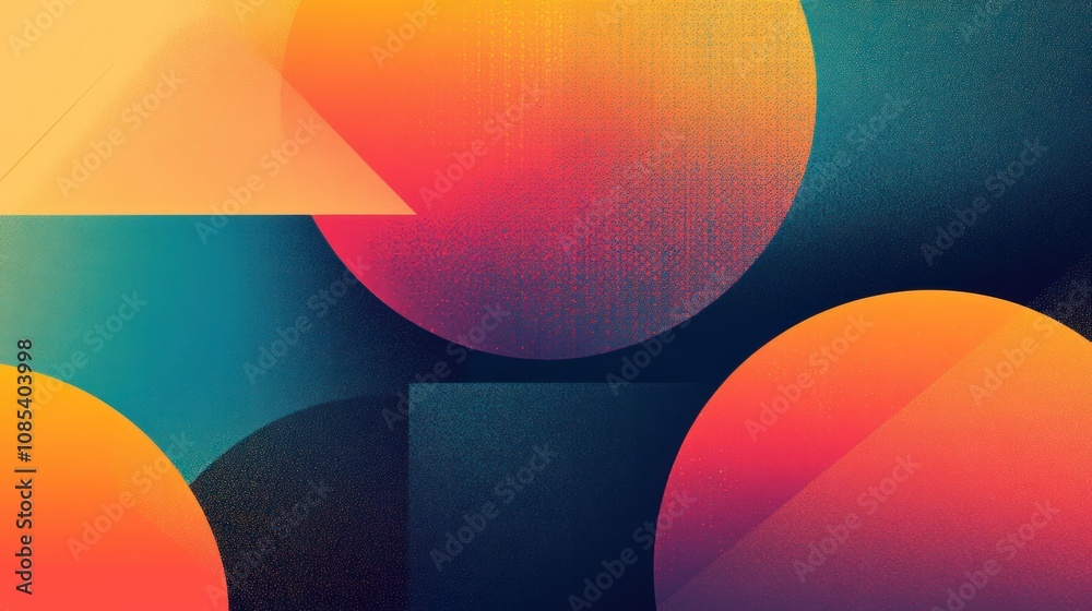 Abstract grainy geometric shapes, featuring bold colors and soft gradients with a retro-style noise texture Abstract grainy geometric shapes, featuring bold colors and soft gradients with a retro-style noise texture