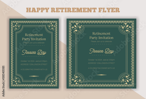 Happy retirement flyer, social media post design, banner, vector, pension, savings, plan, brochure, fund, magazine, traditional, old, elder citizen, party, free, senior, a4 template bundles.