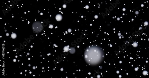 Snow flying with black background