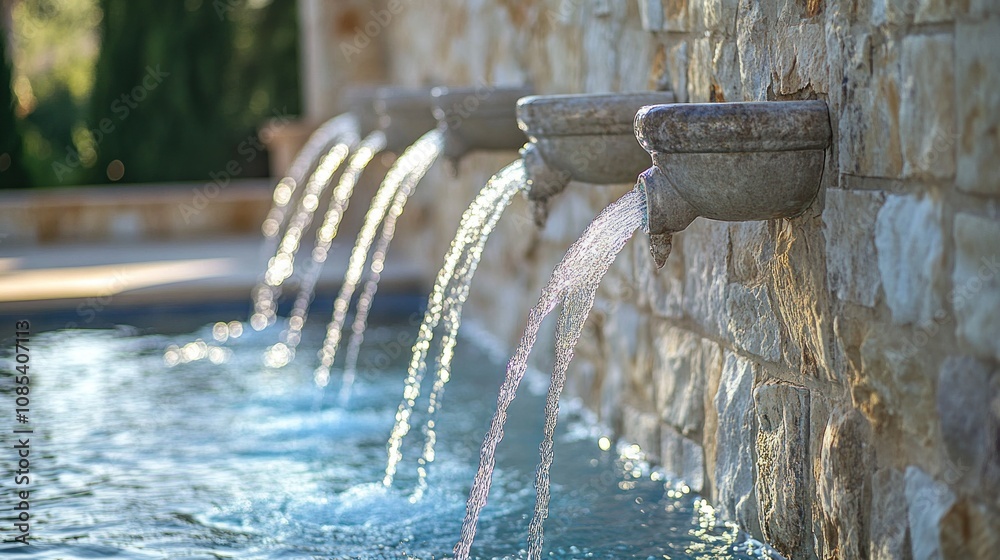 Stone Wall Fountain with Cascading Water Stone Wall Fountain with Cascading Water