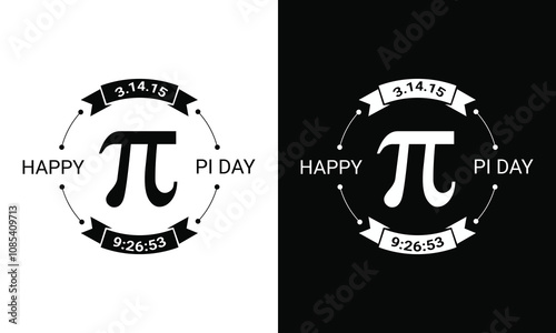 Pi vector icon with black and white background. 
Pi day vector, eps 10