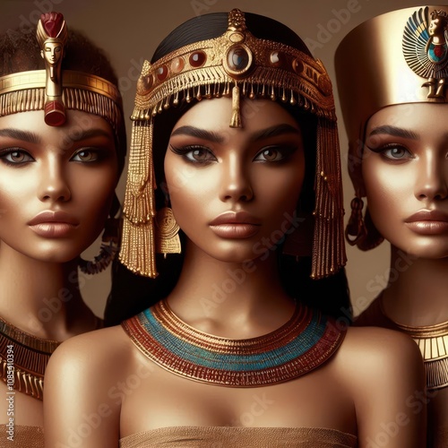 AI design of three pharaonic princesses