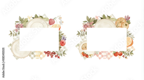 Watercolor floral frame with place for your text. Vector illustration.