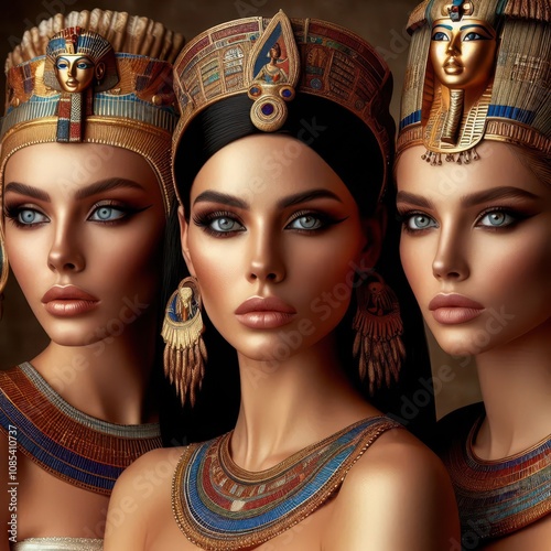 AI design of three pharaonic princesses photo