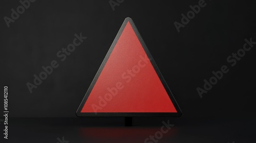 Red Triangle Minimalist Geometric Abstract Shape on Black Background 