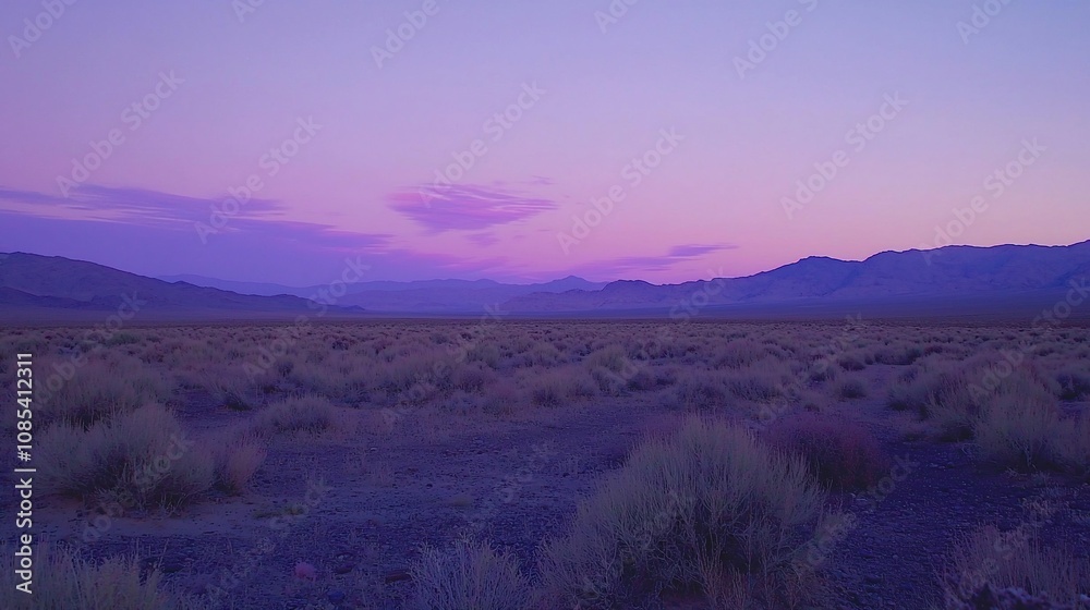 Obraz premium Tranquil Twilight: A Serene Desert Landscape at Dusk