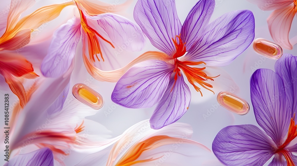 Saffron supplements, illustration Saffron supplements, illustration