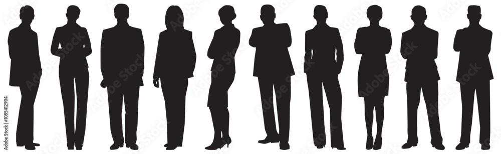 working people group standing on isolated white background. 