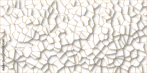  Beautiful white and golden crystallized polygon background. abstract light colorful stone tile pattern with shadow. modern wallpaper, trendy simple minimal geometric background abstract backdrop.