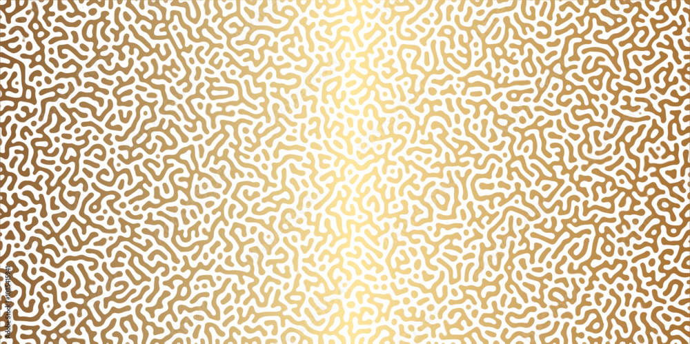 Abstract Reaction-diffusion Turing pattern natural texture golden  gradient color scheme. Linear design with biological algorithm psychedelic background. Reaction-diffusion or truing patter