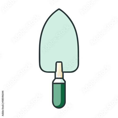 Garden trowel illustration in green color for indoor gardening tools