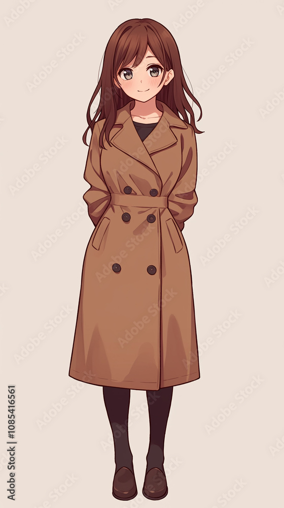 Anime Girl in a Stylish Trench Coat Anime Girl in a Stylish Trench Coat