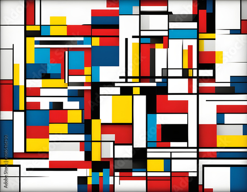 Colorful Mondrian Art with cool isolated pop art style background photo