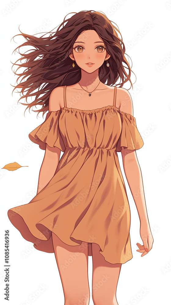 Anime Girl in a Flowing Dress Anime Girl in a Flowing Dress