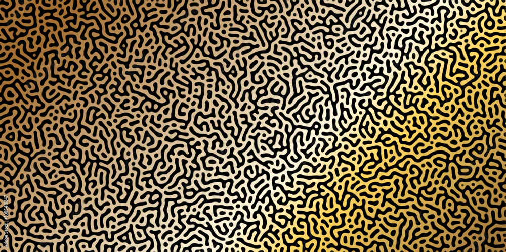 Abstract Reaction-diffusion Turing pattern natural texture golden and yellow gradient color scheme. Linear design with biological algorithm psychedelic background. Reaction-diffusion or truing patter Abstract Reaction-diffusion Turing pattern natural texture golden and yellow gradient color scheme. Linear design with biological algorithm psychedelic background. Reaction-diffusion or truing patter