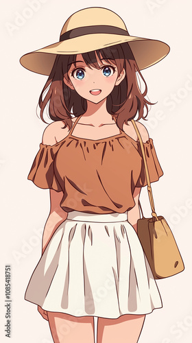 Anime Girl in Summer Outfit