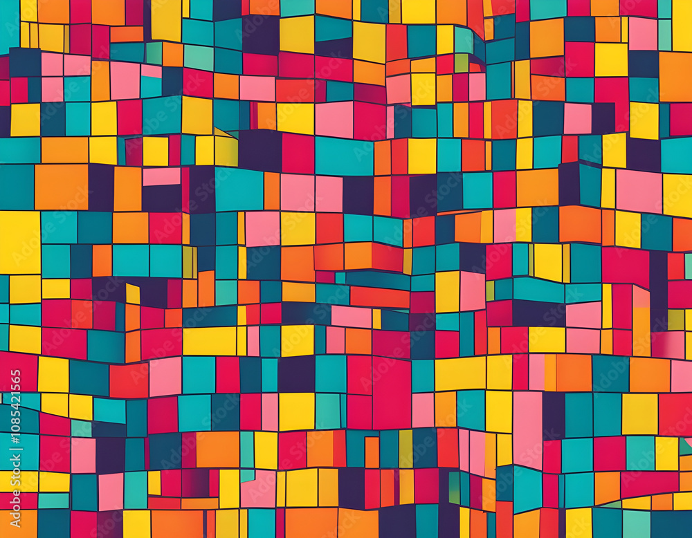 colorful Line Block with cool isolated pop art style background colorful Line Block with cool isolated pop art style background