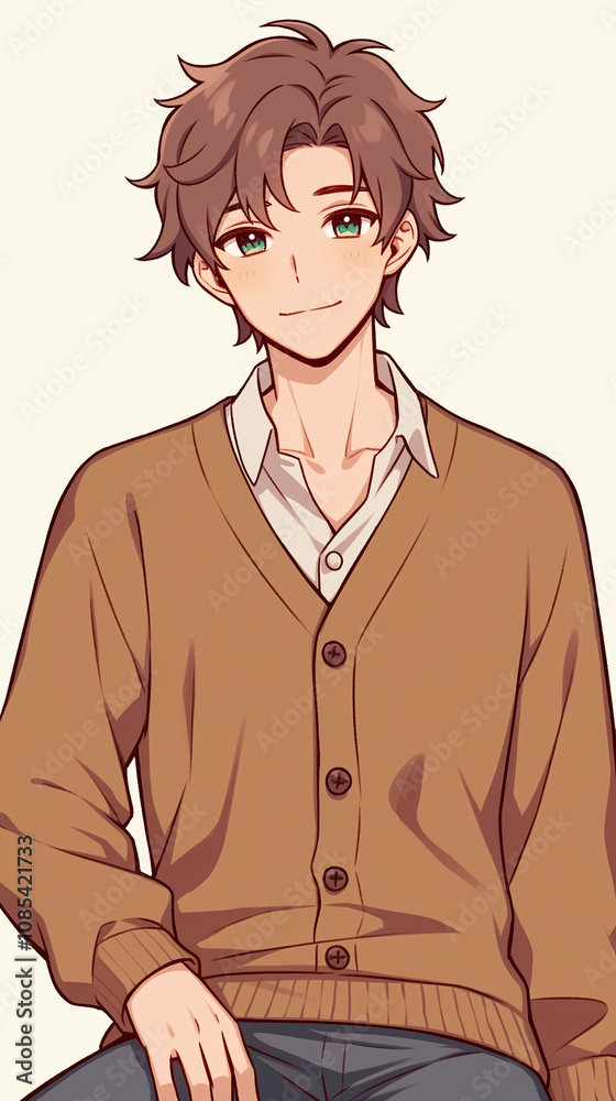Anime Boy in a Cardigan
