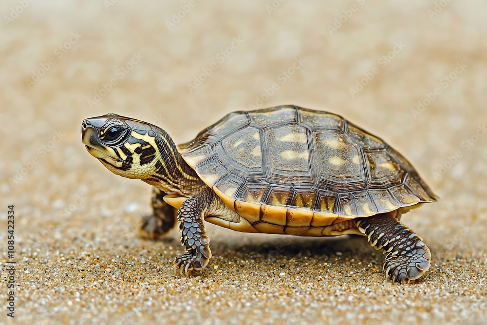 Graceful Turtle on Sandy Beach: Nature's Serene Reptile Graceful Turtle on Sandy Beach: Nature's Serene Reptile