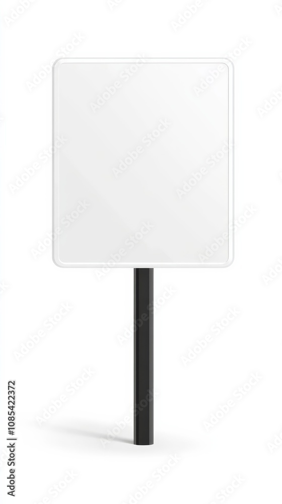 Blank Square Sign Mockup: A minimalist and versatile blank sign with a black post, ready for your message or design. Perfect for showcasing your brand, announcements, or promotions. Blank Square Sign Mockup: A minimalist and versatile blank sign with a black post, ready for your message or design. Perfect for showcasing your brand, announcements, or promotions.