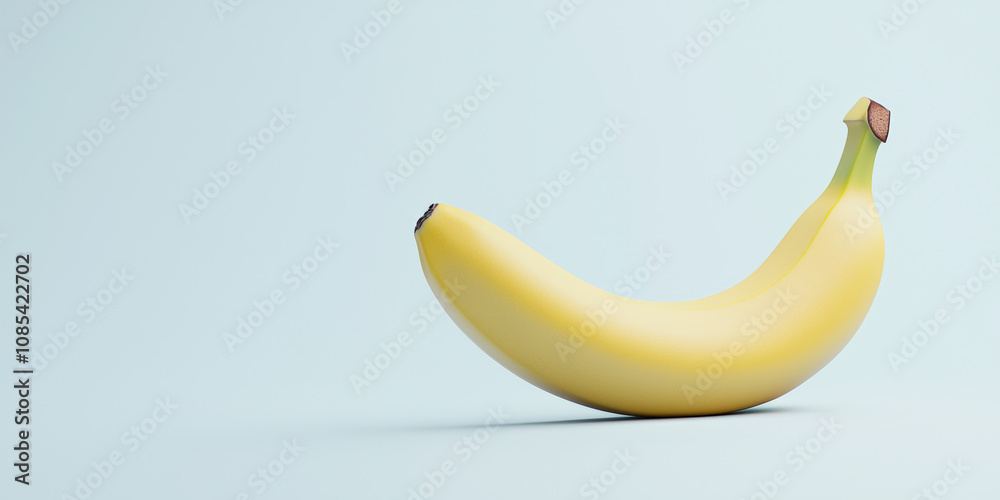 A single yellow banana resting on a light blue surface, highlighting its smooth texture and vibrant color. A single yellow banana resting on a light blue surface, highlighting its smooth texture and vibrant color.