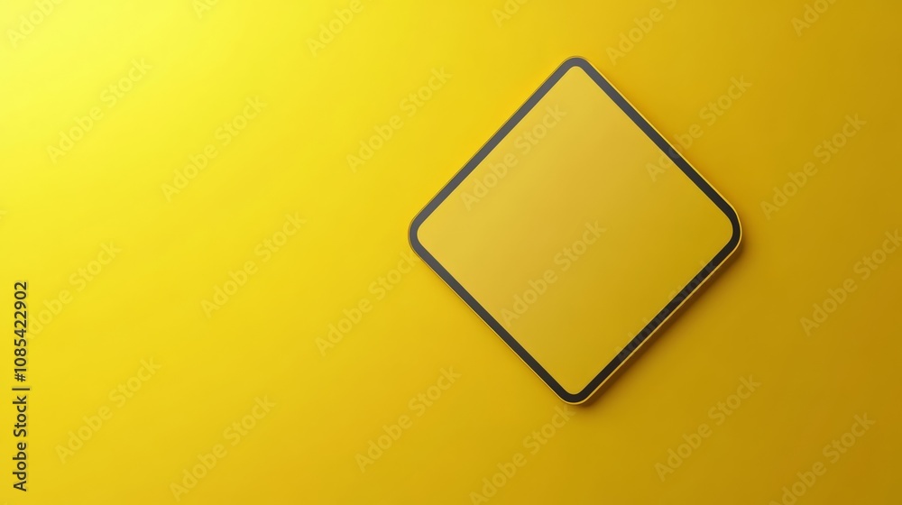 Blank Diamond Road Sign on Yellow Background Blank Diamond Road Sign on Yellow Background