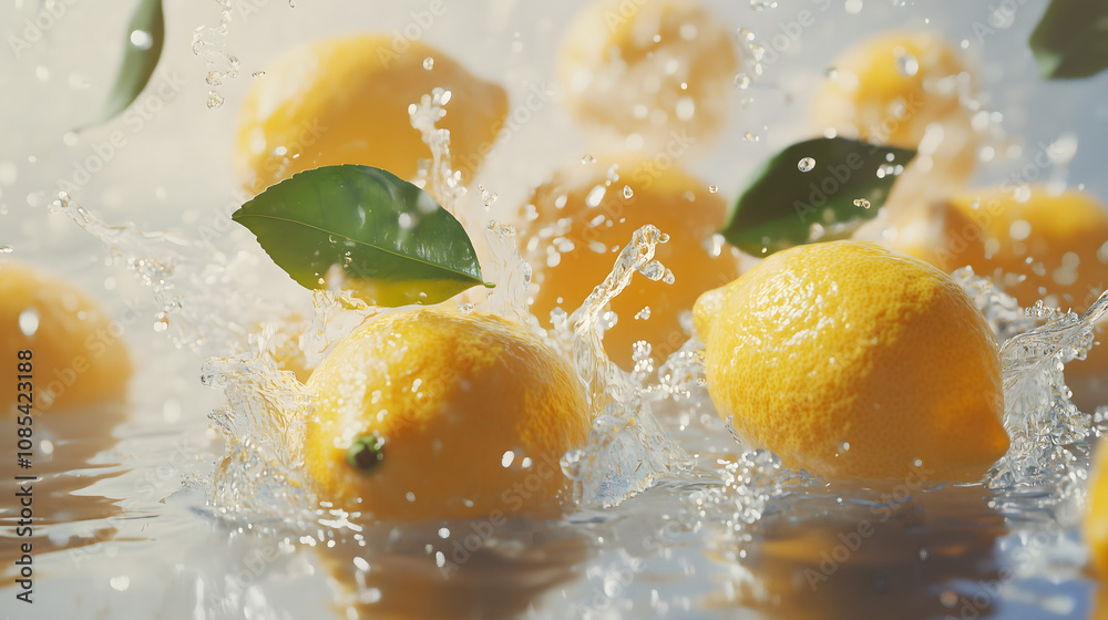 Fresh Lemons Splashing into Water Fresh Lemons Splashing into Water