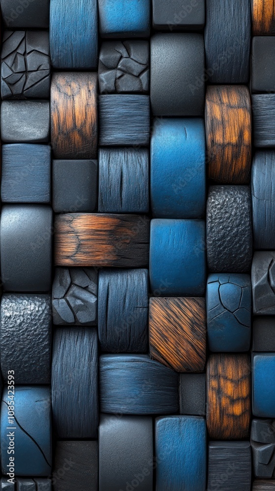 Textured abstract pattern of blue and brown blocks. Textured abstract pattern of blue and brown blocks.