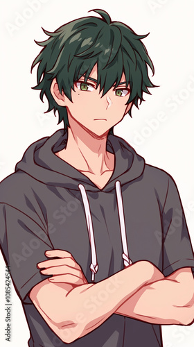 Stylish Anime Boy in a Hoodie