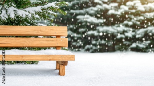 Serene Outdoor Scene with Snow-Covered Pines photo