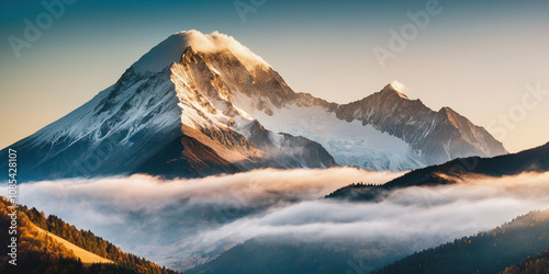 Majestic mountain peaks surrounded by mist nature landscape photography early morning light scenic viewpoint adventure experience