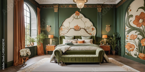 Elegant green bedroom design showcase stunning home interior aesthetic decor cozy atmosphere modern viewpoint serenity concept