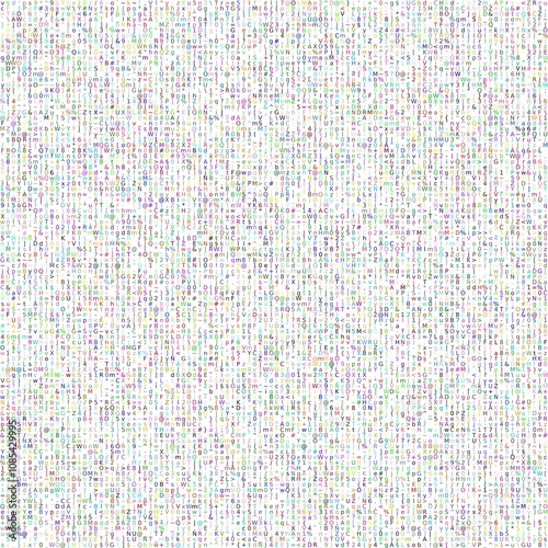 thousands of colored ASCII characters and symbols on a white background photo